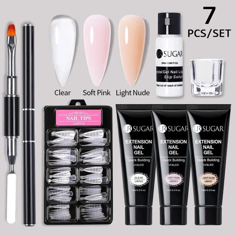Nude Glitter Gel Nail Extension Kit: Professional, Long-Lasting & Eco-Friendly