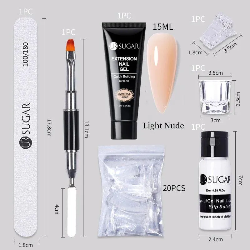 Nude Glitter Gel Nail Extension Kit: Professional, Long-Lasting & Eco-Friendly