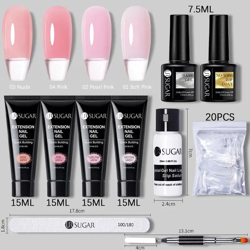 Nude Glitter Gel Nail Extension Kit: Professional, Long-Lasting & Eco-Friendly
