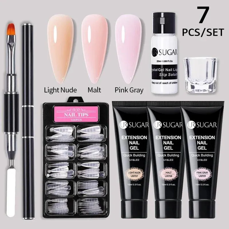 Nude Glitter Gel Nail Extension Kit: Professional, Long-Lasting & Eco-Friendly