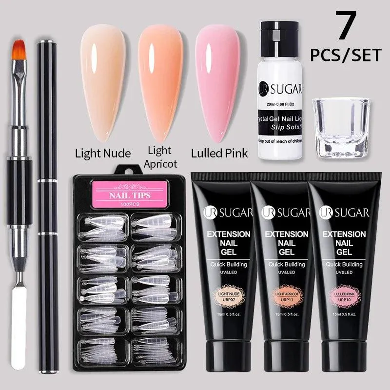 Nude Glitter Gel Nail Extension Kit: Professional, Long-Lasting & Eco-Friendly