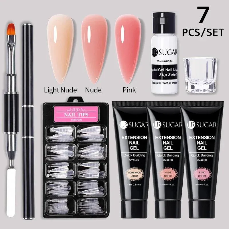 Nude Glitter Gel Nail Extension Kit: Professional, Long-Lasting & Eco-Friendly