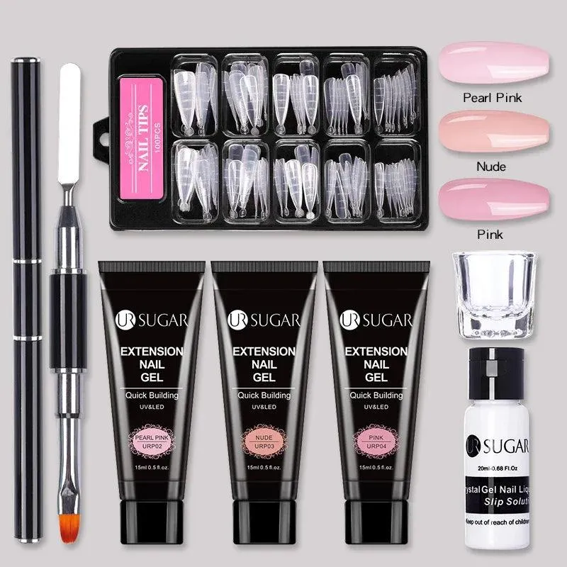 Nude Glitter Gel Nail Extension Kit: Professional, Long-Lasting & Eco-Friendly