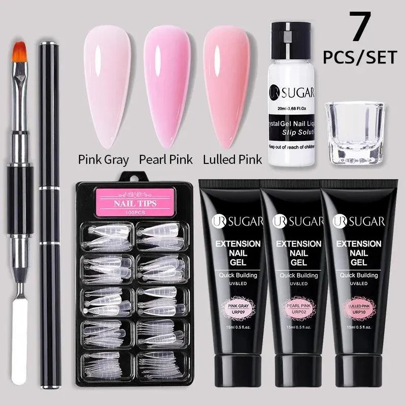 Nude Glitter Gel Nail Extension Kit: Professional, Long-Lasting & Eco-Friendly