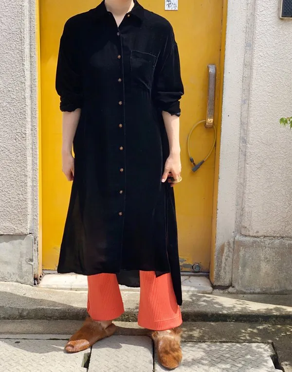 PHEENY/Pe/C RANDOM RIB FLARED PANTS(ORANGE)