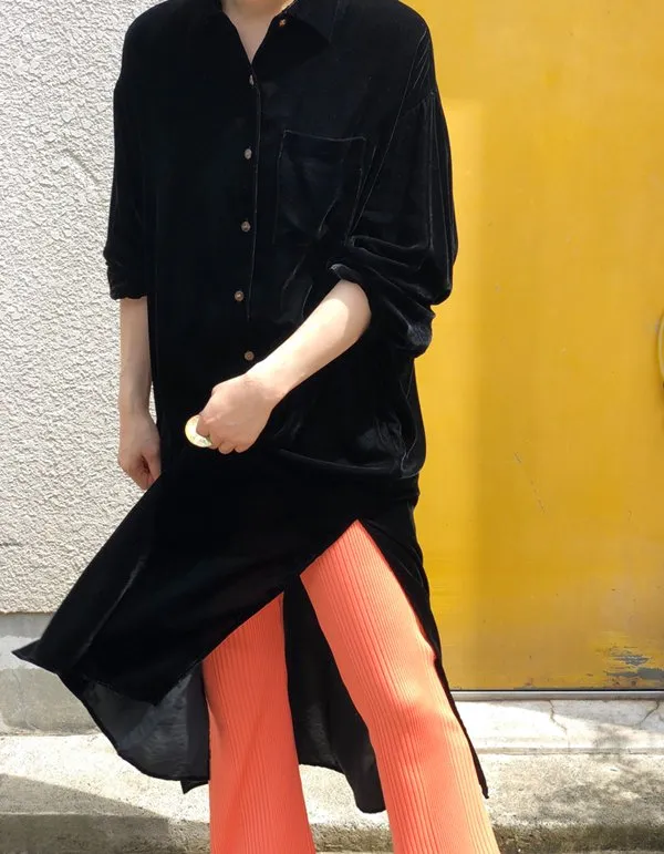 PHEENY/Pe/C RANDOM RIB FLARED PANTS(ORANGE)