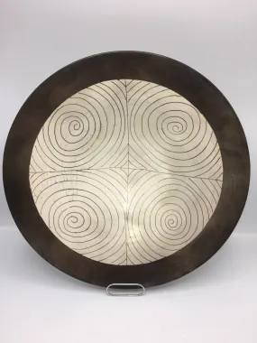 Potina---Large Brown Dish with Cream Swirls