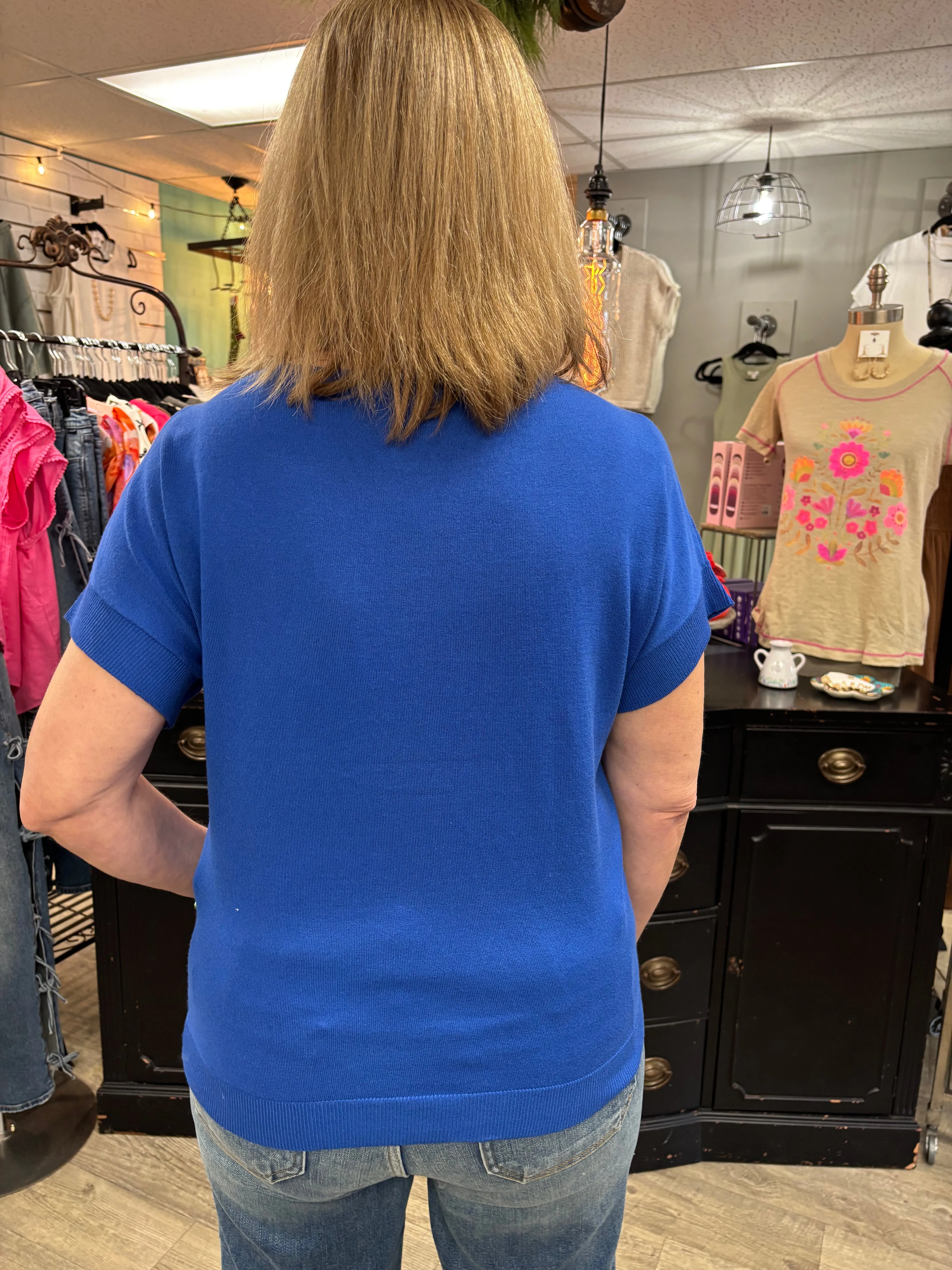 Royal Flush Short Sleeve Sweater