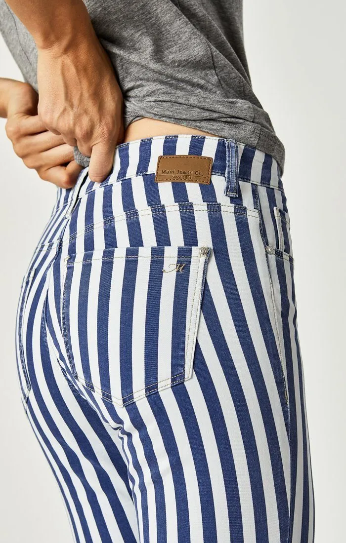 TESS SUPER SKINNY IN WHITE STRIPE DENIM