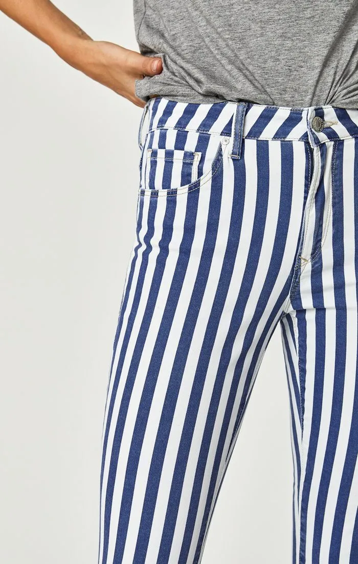 TESS SUPER SKINNY IN WHITE STRIPE DENIM