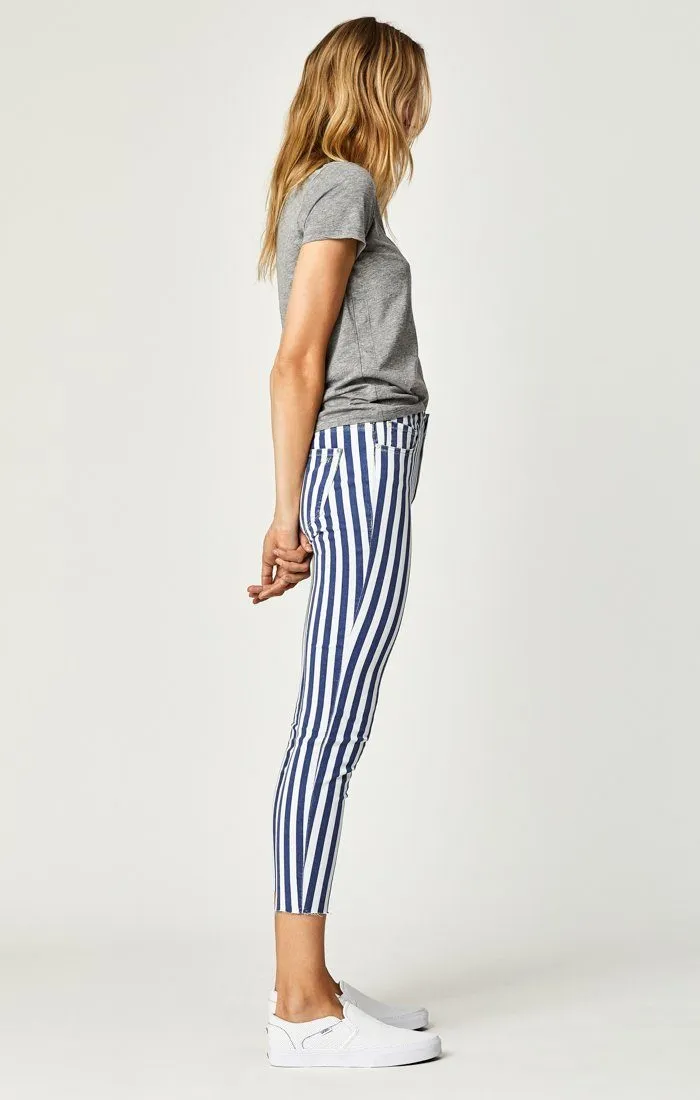 TESS SUPER SKINNY IN WHITE STRIPE DENIM
