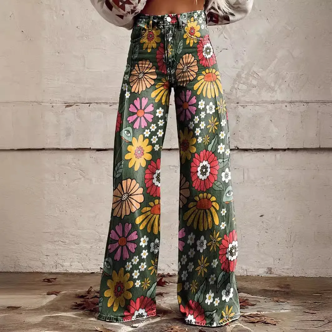 Toleet 90s fashion plus Size Women's Casual Pants Thin Imitation Jeans Trendy Women's Pants Must Have Western Style Pants