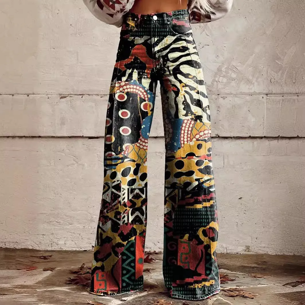 Toleet 90s fashion plus Size Women's Casual Pants Thin Imitation Jeans Trendy Women's Pants Must Have Western Style Pants