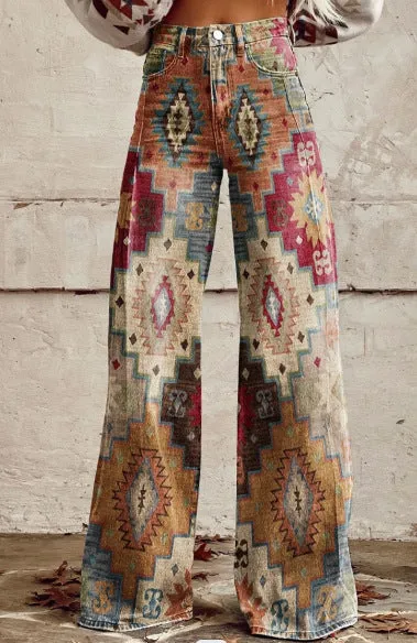 Toleet 90s fashion plus Size Women's Casual Pants Thin Imitation Jeans Trendy Women's Pants Must Have Western Style Pants