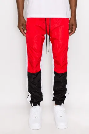 Tri Color Windbreaker Track Pants - Red