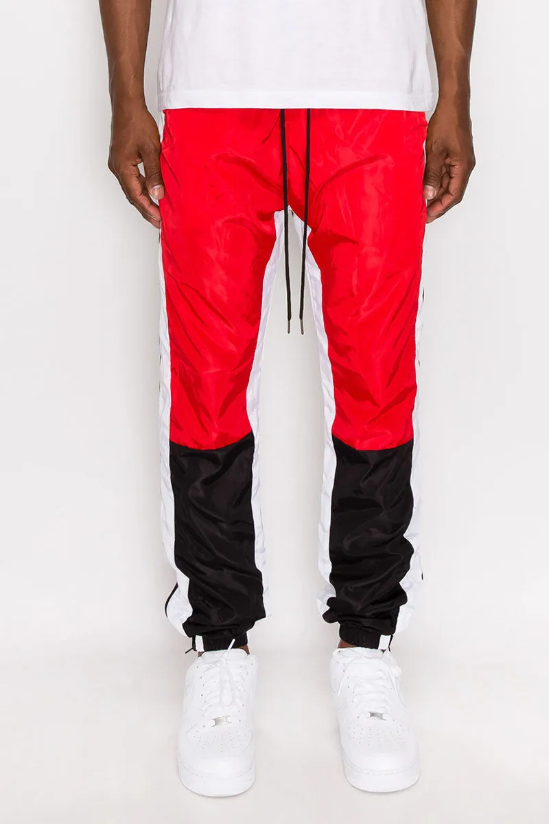 Tri Color Windbreaker Track Pants - Red