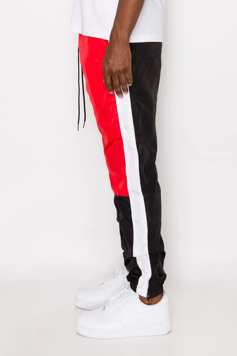 Tri Color Windbreaker Track Pants - Red