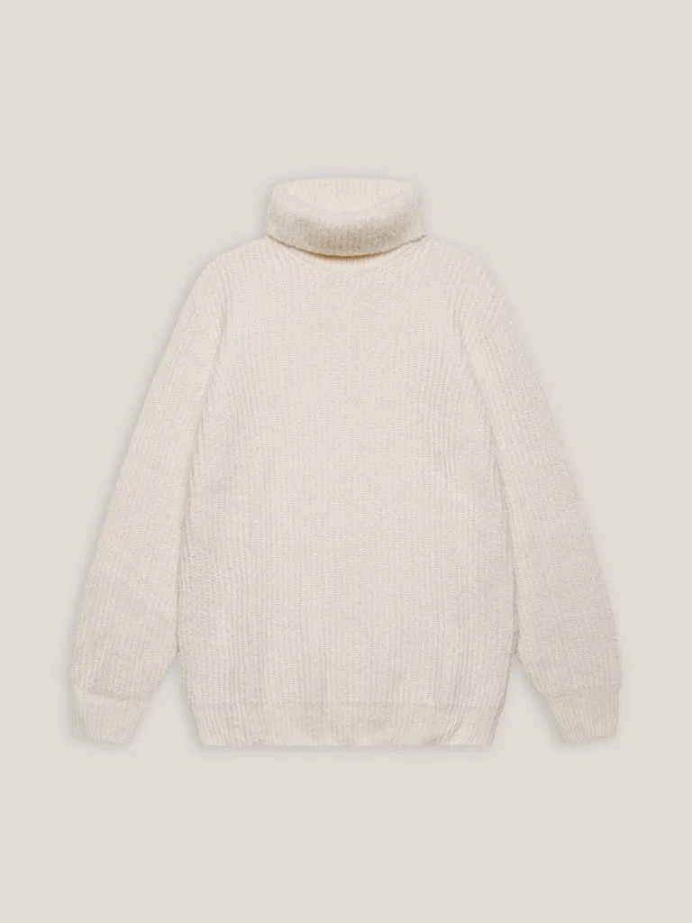 Turtleneck in bouclè wool - Ecru