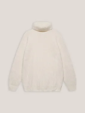 Turtleneck in bouclè wool - Ecru