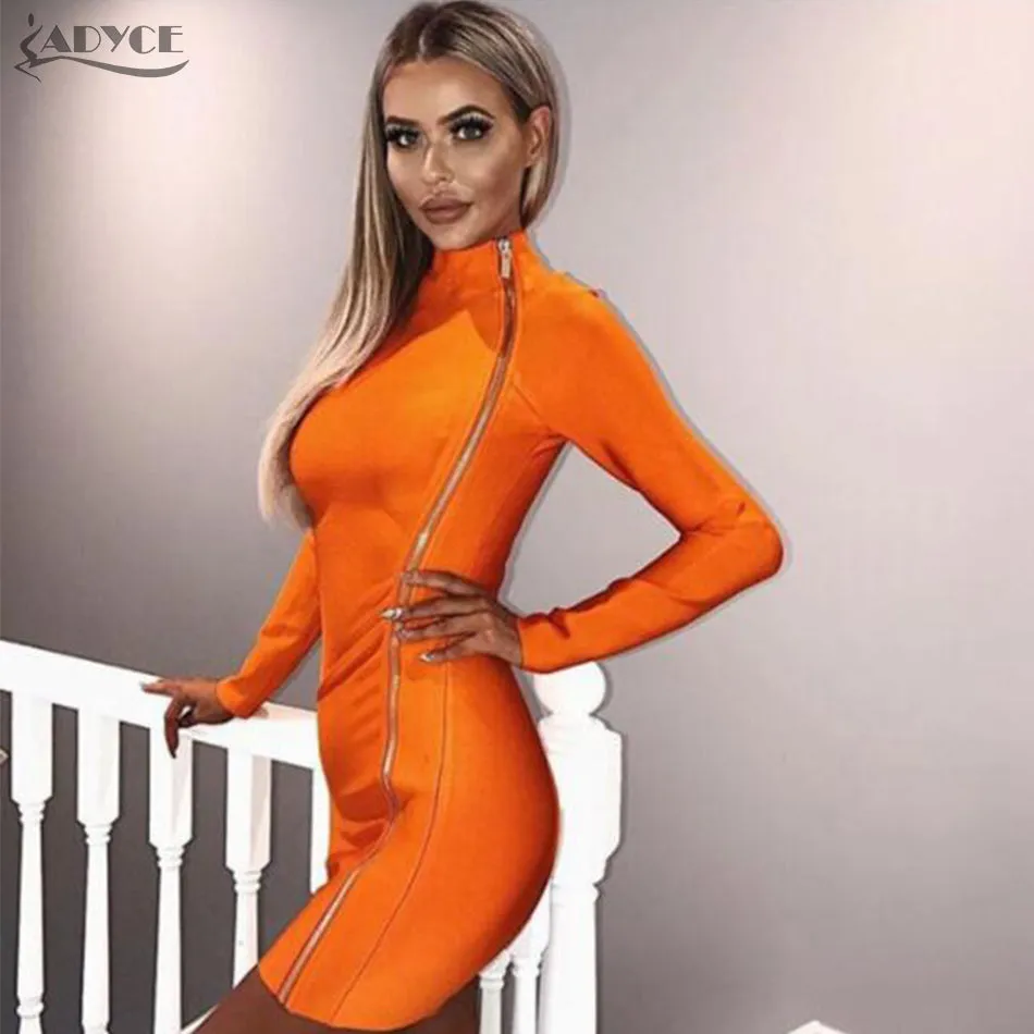 Turtleneck Side Zipper Long Sleeve Dress