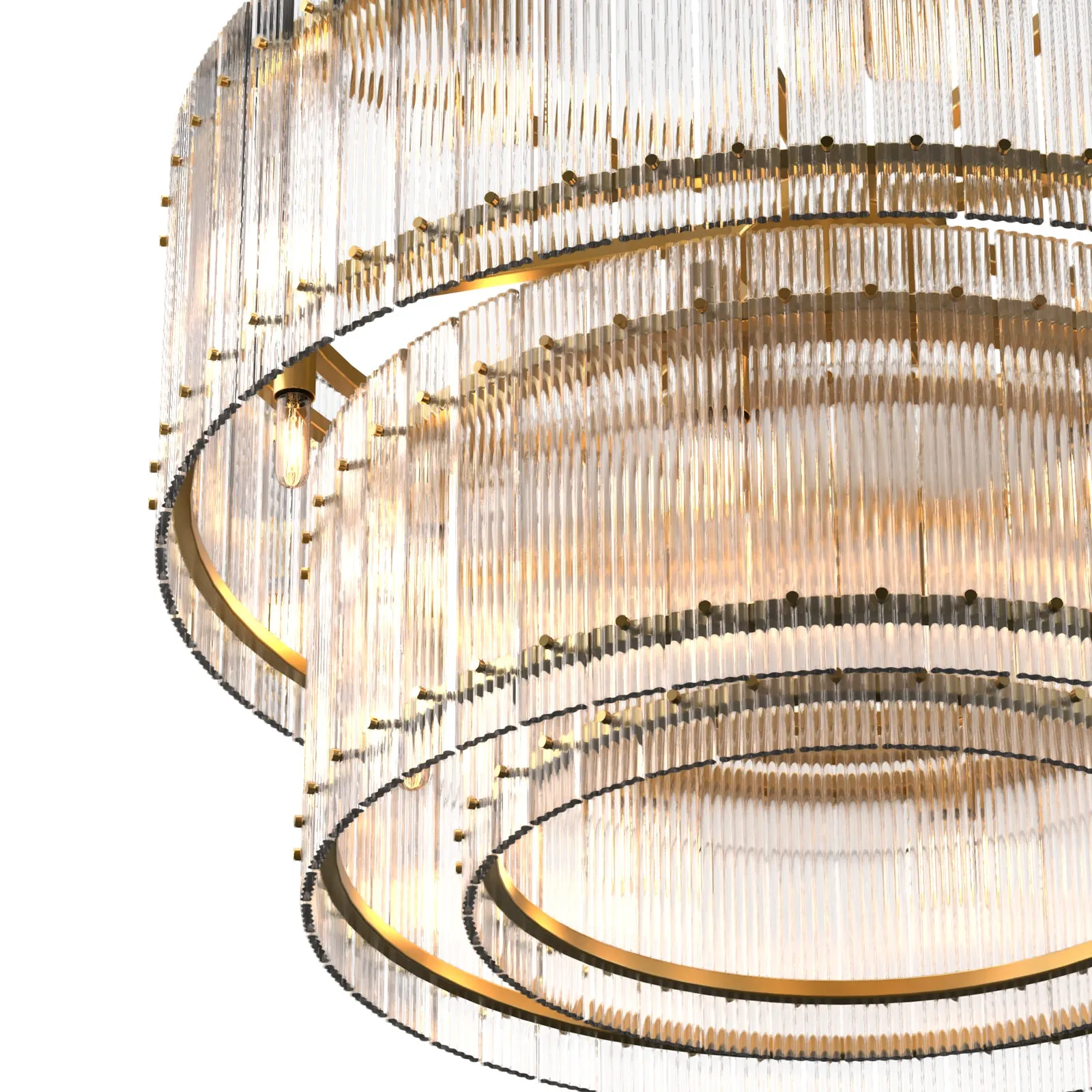 VALENCIA 2 Layer Round Large Modern Style K9 Crystal Chandelier Aged Brass 18* E14 base
