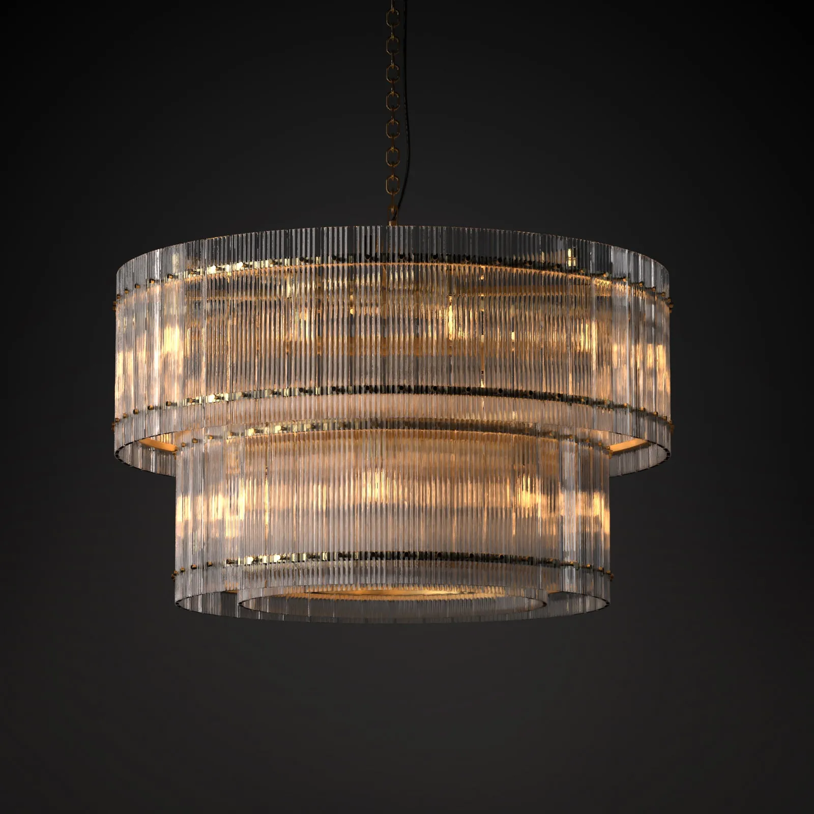 VALENCIA 2 Layer Round Large Modern Style K9 Crystal Chandelier Aged Brass 18* E14 base