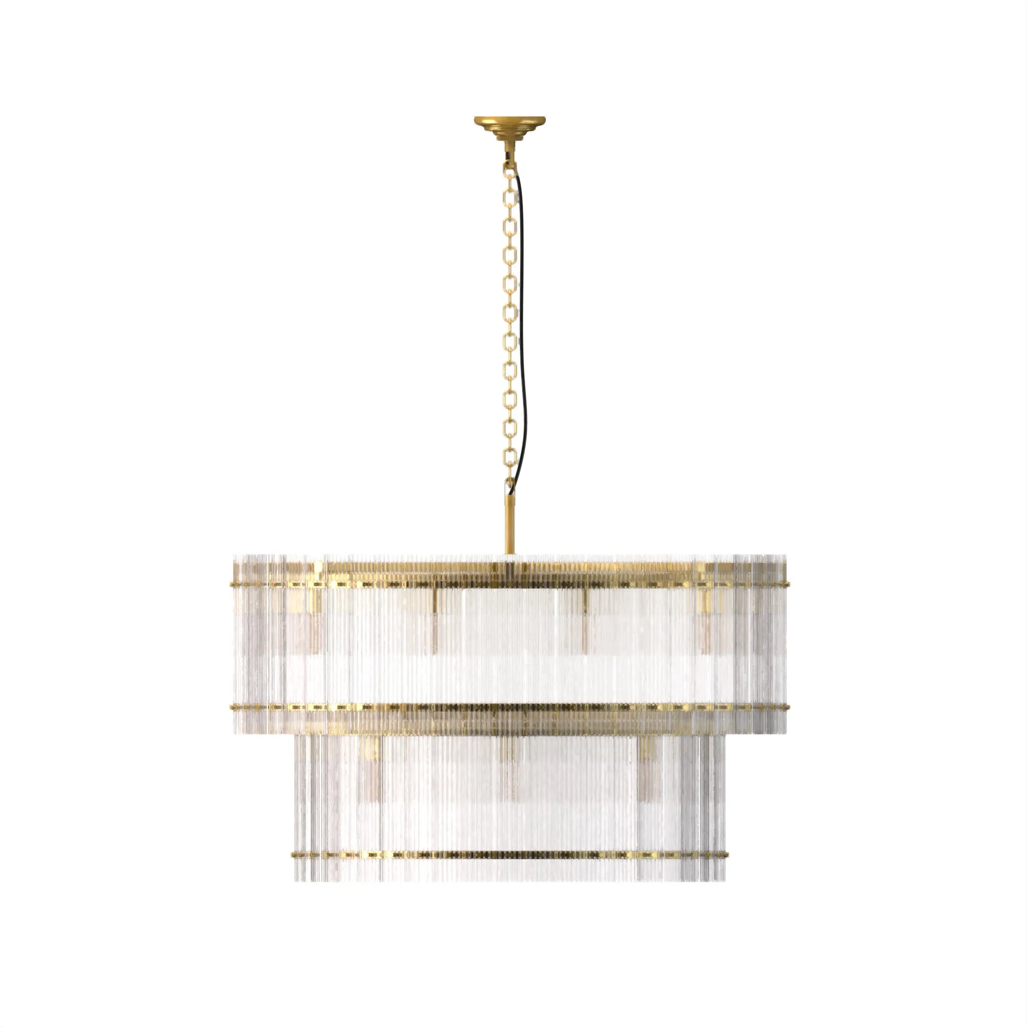 VALENCIA 2 Layer Round Large Modern Style K9 Crystal Chandelier Aged Brass 18* E14 base