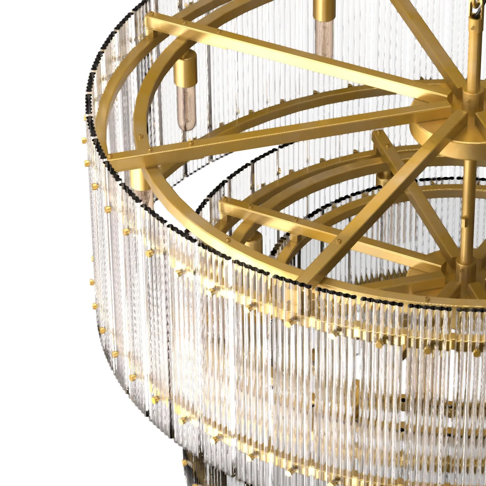 VALENCIA 2 Layer Round Large Modern Style K9 Crystal Chandelier Aged Brass 18* E14 base