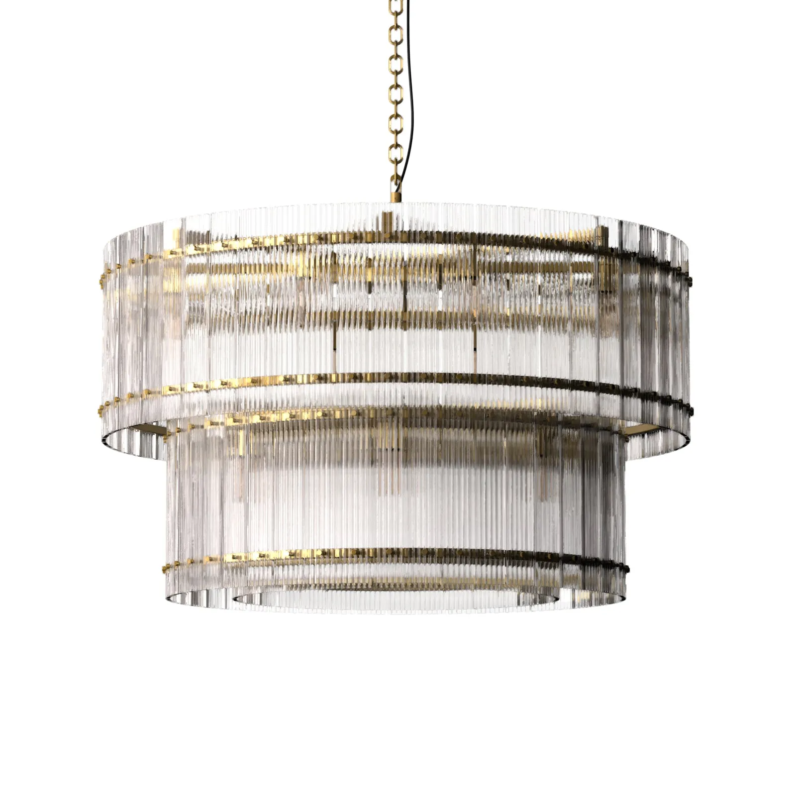 VALENCIA 2 Layer Round Large Modern Style K9 Crystal Chandelier Aged Brass 18* E14 base