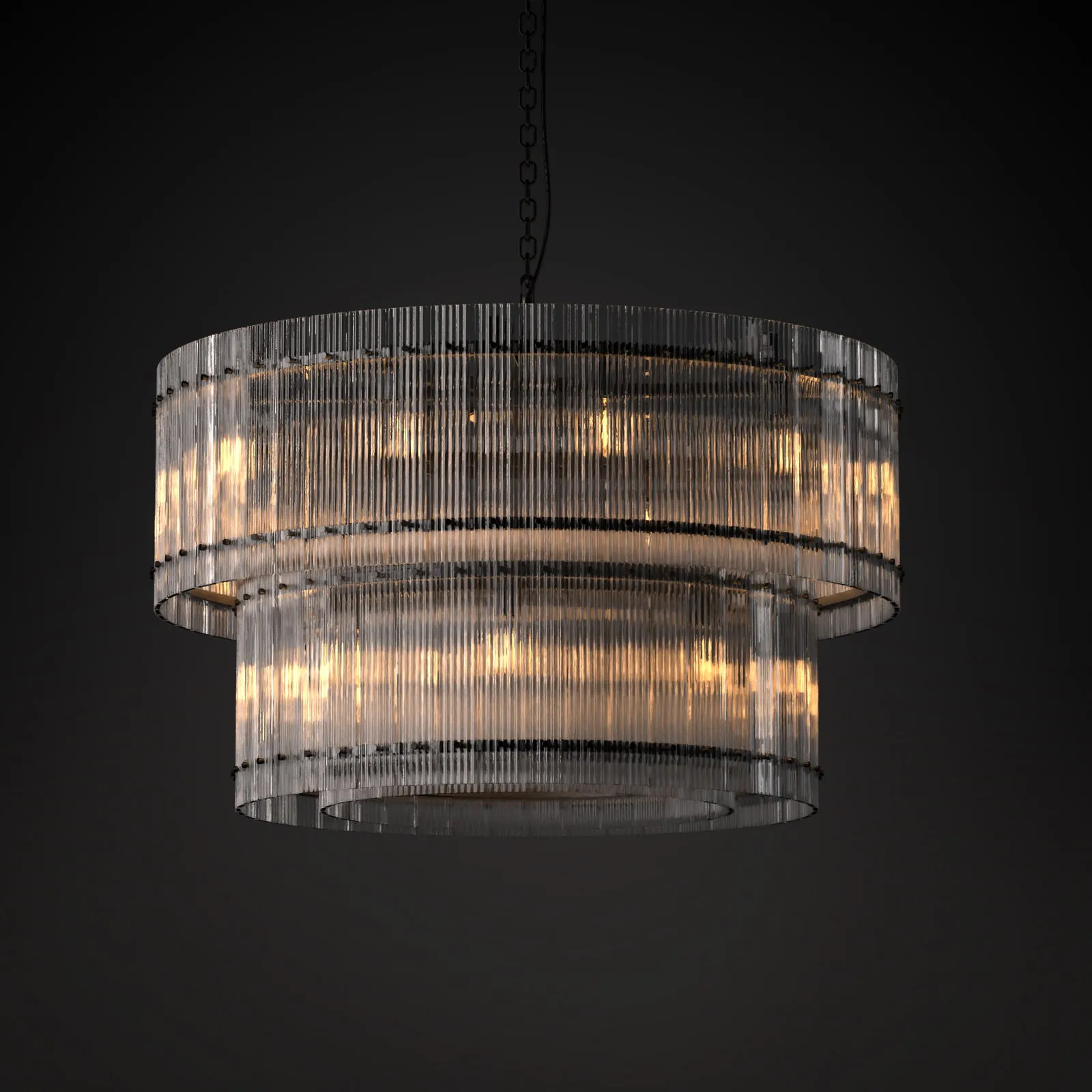 VALENCIA 2 Layer Round Large Modern Style K9 Crystal Chandelier Aged Brass 18* E14 base