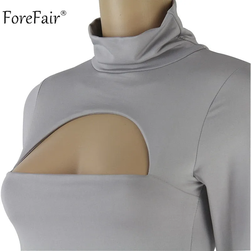 VenusFox Long Sleeve Turtleneck Mini Bodycon Dress