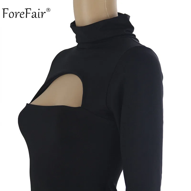 VenusFox Long Sleeve Turtleneck Mini Bodycon Dress