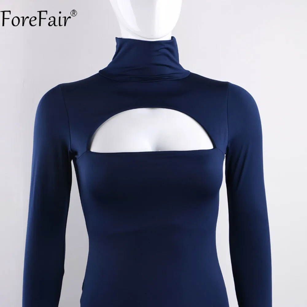 VenusFox Long Sleeve Turtleneck Mini Bodycon Dress