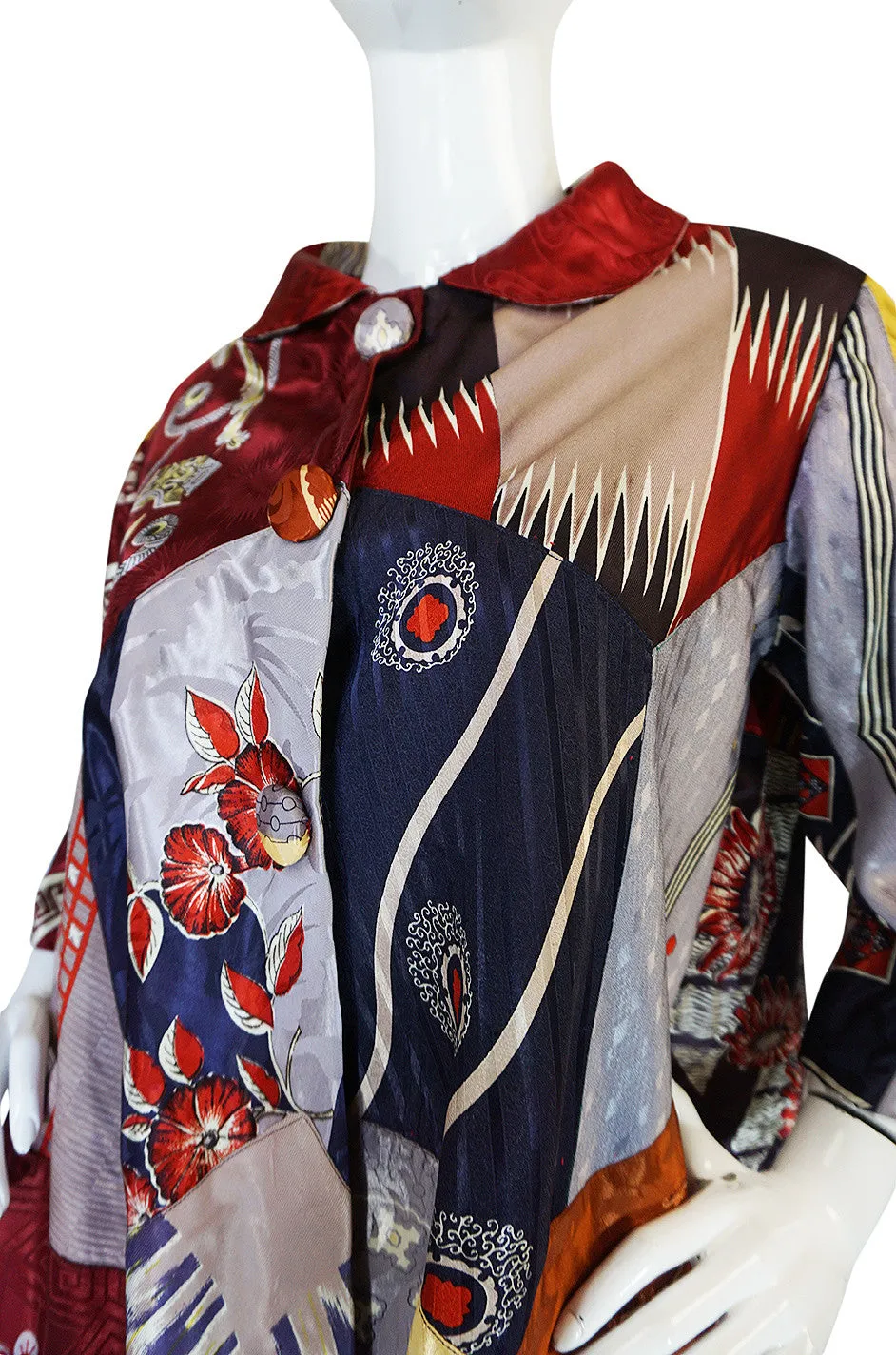 Vintage Patchwork Quilt Coat Made of 1940s Vintage Ties