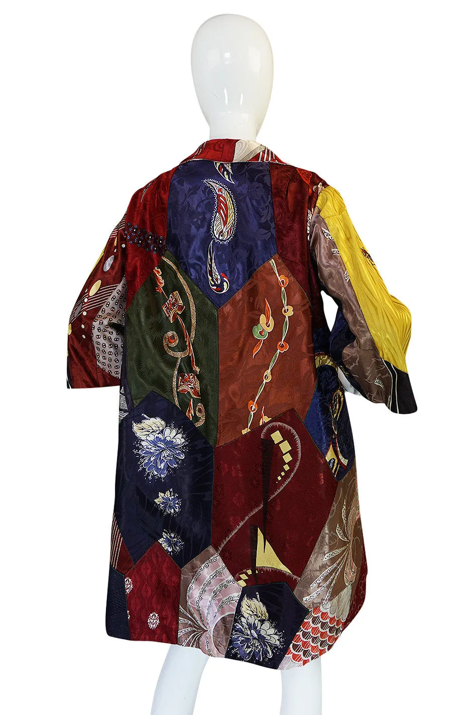 Vintage Patchwork Quilt Coat Made of 1940s Vintage Ties