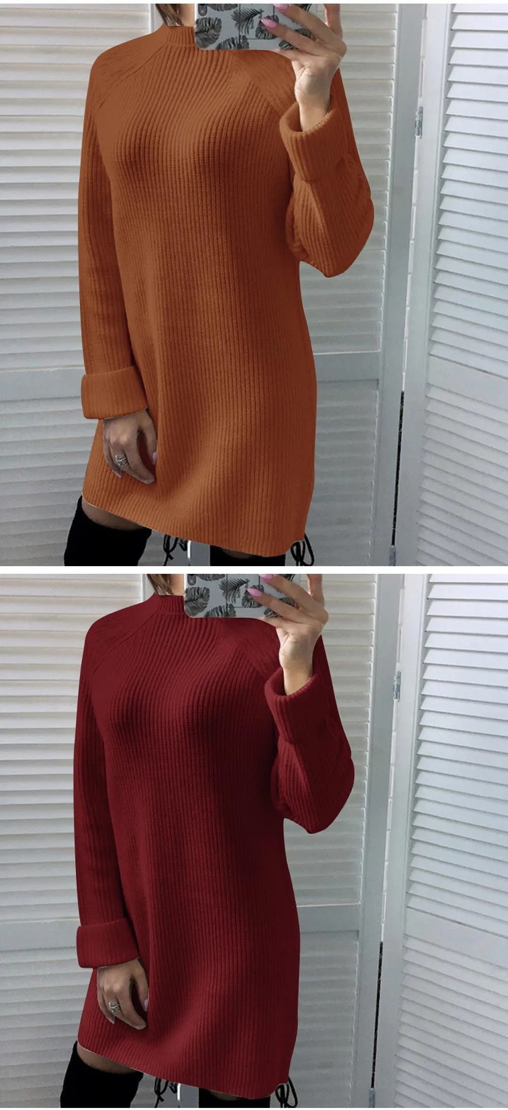 Wjczt 2022 Autumn Winter New Elegant Fashion Turtleneck Long Sleeve Women&#39;s Mini Dress Casual Loose Solid Ladies Knit Dresses