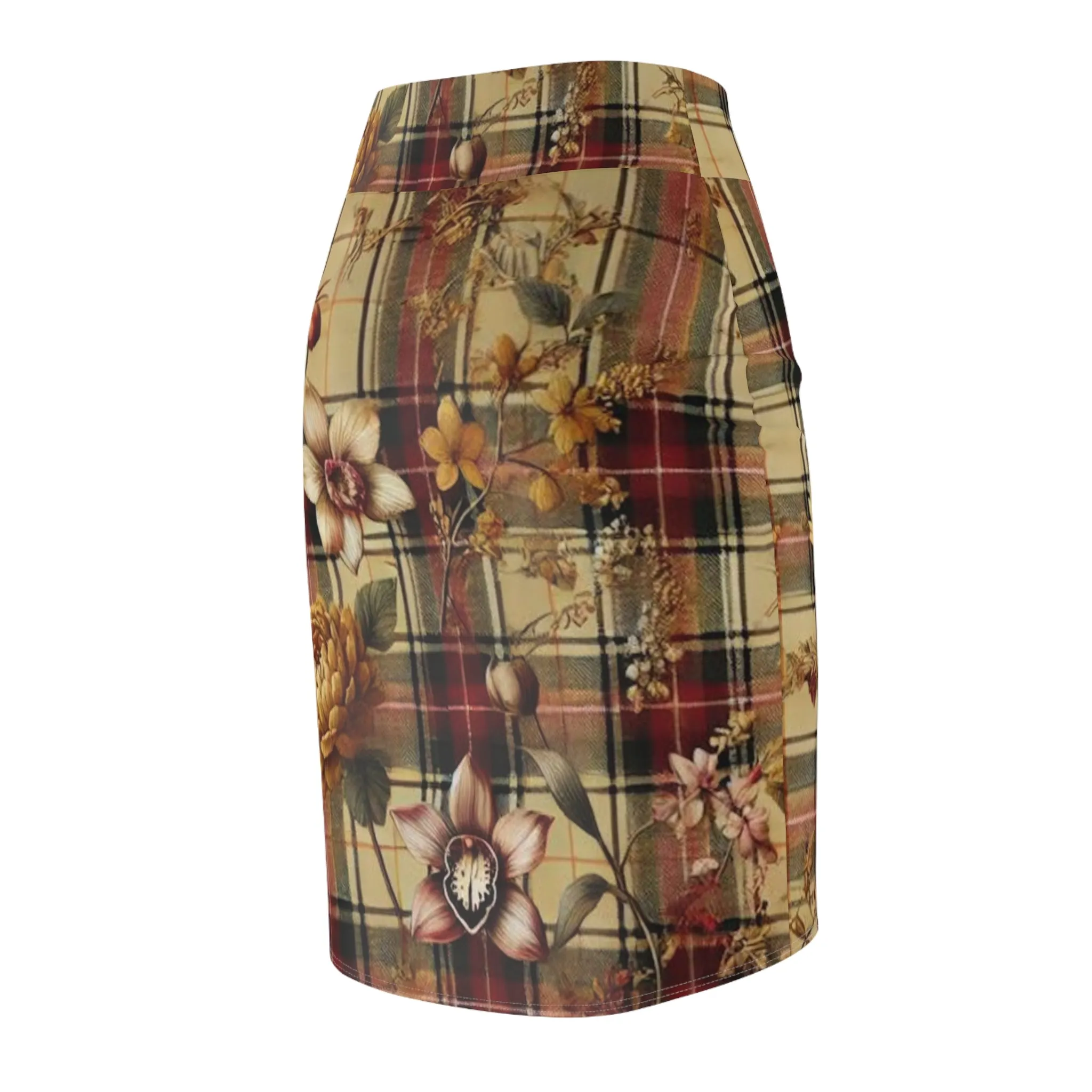 Women's Pencil Skirt (AOP)  Harmonic Bloom Plaid Collection
