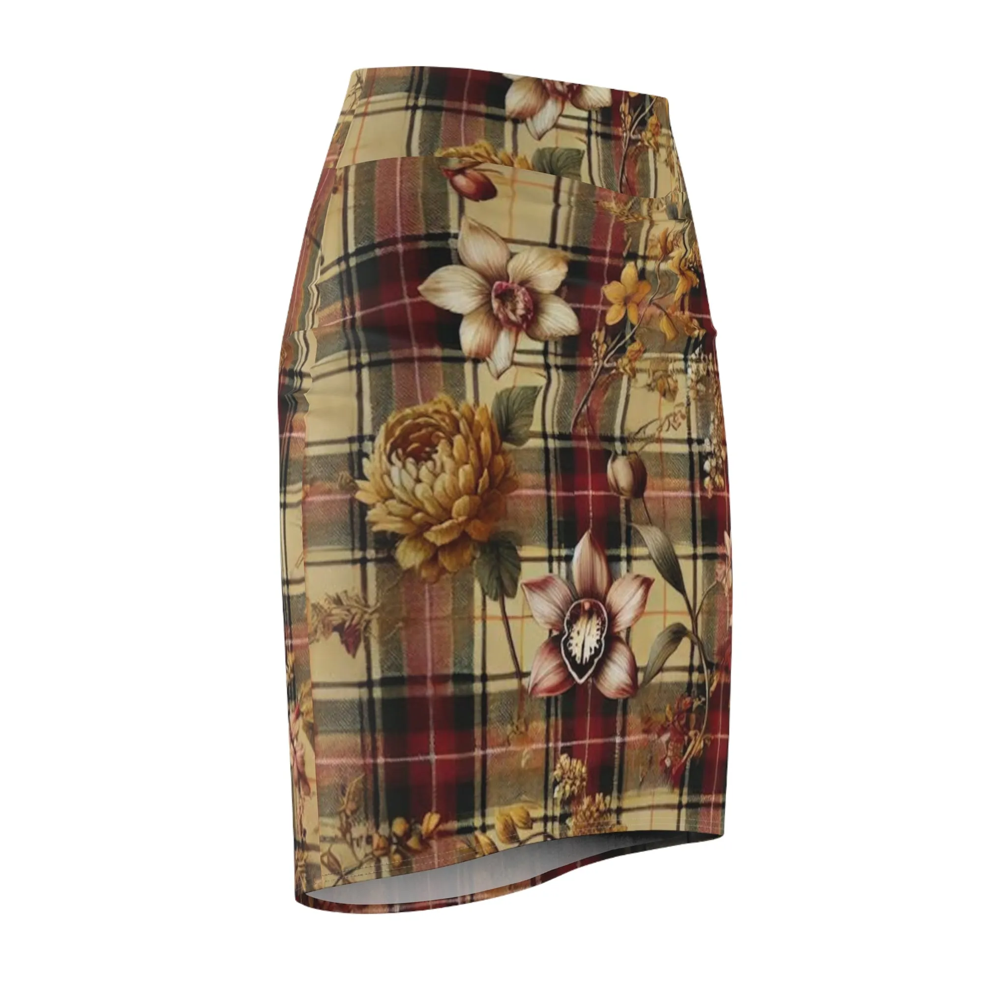 Women's Pencil Skirt (AOP)  Harmonic Bloom Plaid Collection